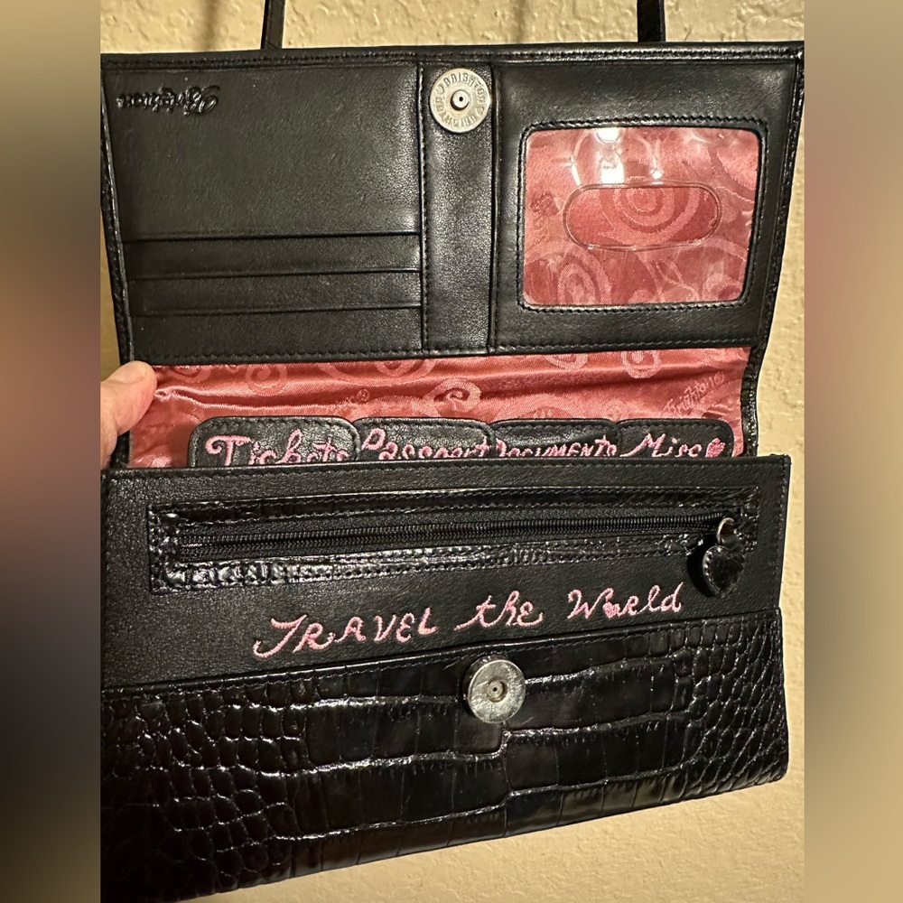 Brighton Leather Clutch Travel the World